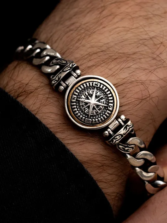 Pusula Model Gurmet Zincir Gumus Bileklik Künye Pusula Model Gurmet Zincir Gumus Bileklik Künye