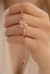Kadın Bileklik-Gümüş Rose Çiçek Motifli Kadın Bileklik