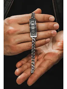 Erkek Gümüş Bileklik - Çift Selçuklu Kartalı İşlemeli Gurmet Model 925 Ayar Erkek Bileklik