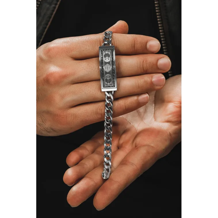 Erkek Gümüş Bileklik - Çift Selçuklu Kartalı İşlemeli Gurmet Model 925 Ayar Erkek Bileklik Erkek Gümüş Bileklik - Çift Selçuklu Kartalı İşlemeli Gurmet Model 925 Ayar Erkek Bileklik