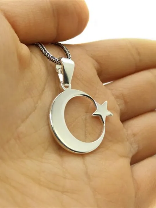Ay Yıldız Model Erkek Gümüş Kolye Zincir GKLAYYILDIZ-GMS Ay Yıldız Model Erkek Gümüş Kolye Zincir GKLAYYILDIZ-GMS