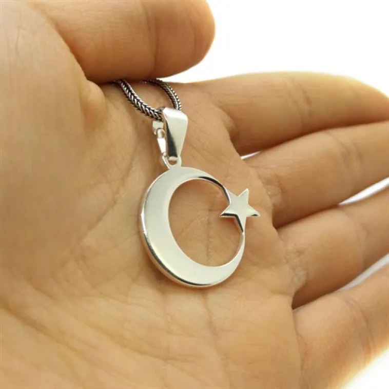 Ay Yıldız Model Erkek Gümüş Kolye Zincir GKLAYYILDIZ-GMS Ay Yıldız Model Erkek Gümüş Kolye Zincir GKLAYYILDIZ-GMS