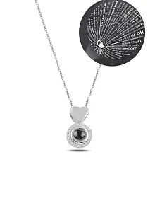 Zirkon Taşlı Rose 100 Dilde Seni Seviyorum Model 4 Bayan Gümüş Kolye GKL100DLSS4-ROS