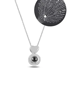 Zirkon Taşlı Rose 100 Dilde Seni Seviyorum Model 4 Bayan Gümüş Kolye GKL100DLSS4-ROS