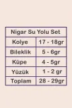 Kadın Gümüş Takı Seti - Nigar Zirkon Taşlı Yaprak Model Kolye, Bileklik, Yüzük, Küpe Tam Set