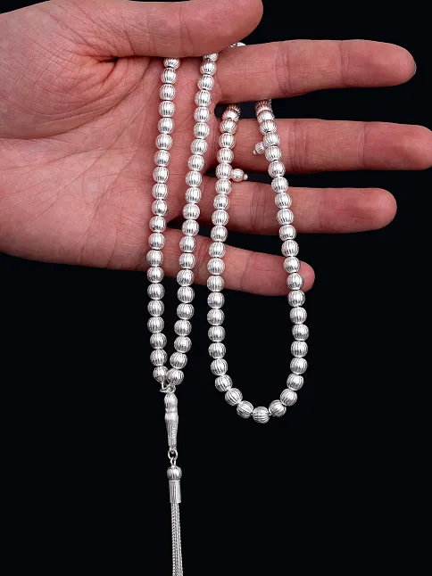 Erkek Gümüş Tespih - Çizgili Küre 99’luk Namaz Tespihi Gümüş Tespih Erkek Gümüş Tespih - Çizgili Küre 99’luk Namaz Tespihi Gümüş Tespih