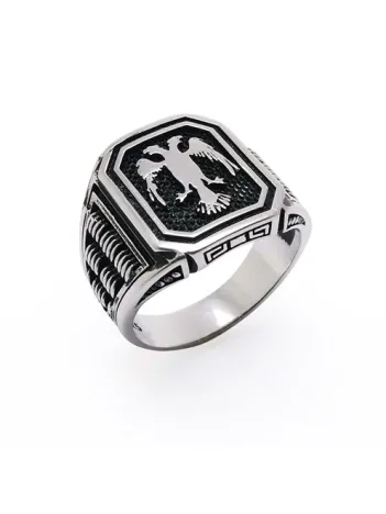 Çift Başlı Kartal Gümüş Erkek Yüzük