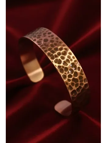 Kadın Erkek Bakır Bileklik - Kalın Model İçi Dualı Saf Dövme Grift Kelepçe Bakır Bilezik