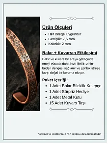 Erkek Bakır Bileklik - Lotus Çiçeği - Yaşam Çiçeği İnce Model Erkek Kelepçe Bileklik Bilezik