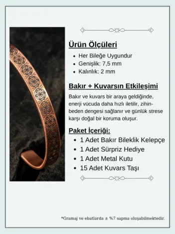 Erkek Bakır Bileklik - Lotus Çiçeği - Yaşam Çiçeği İnce Model Erkek Kelepçe Bileklik Bilezik
