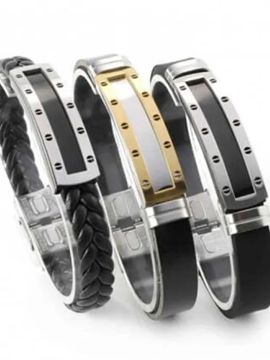 Kişiye Özel İsim Yazılan Çelik Deri Erkek Bileklik Künye