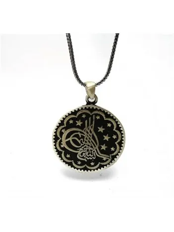 Osmanlı Tuğrası Gümüş Erkek Kolye Zincir Büyük