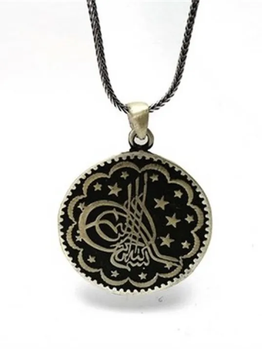 Osmanlı Tuğrası Gümüş Erkek Kolye Zincir Büyük Osmanlı Tuğrası Gümüş Erkek Kolye Zincir Büyük