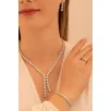 Kadın Gümüş Takı Seti - İdil Yuvarlak Model Zirkon Taşlı Kolye, Bileklik, Yüzük, Küpe Tam Set