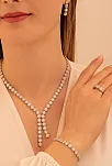 Kadın Gümüş Takı Seti - İdil Yuvarlak Model Zirkon Taşlı Kolye, Bileklik, Yüzük, Küpe Tam Set