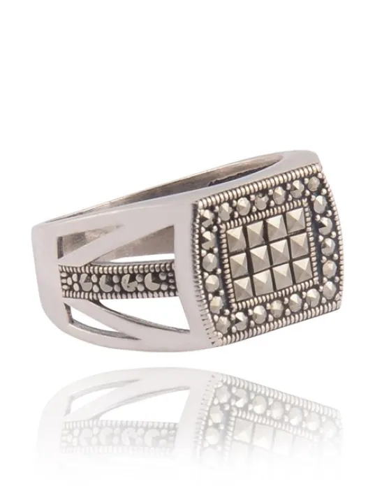 Markazit Taşlı Erkek Gümüş Yüzük