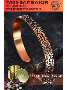 Ağaç Kabuğu Model 2 Bakır Bileklik El Işçiliği Kelepçe Metal Kutu Doğal Taşlar Kadın Erkek Bilezik