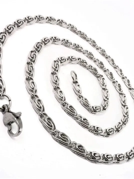 Yeni Sarmal Model Hakiki 316L Paslanmaz Çelik Erkek Kolye Zincir Orta Kalınlıkta