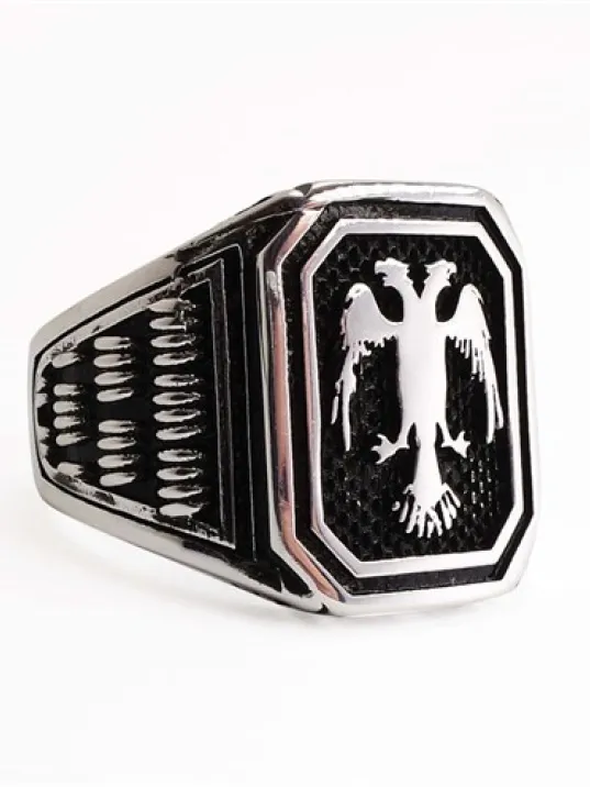 Çift Başlı Kartal Gümüş Erkek Yüzük