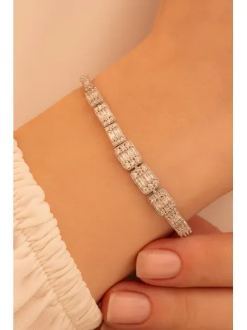 Kadın Gümüş Bileklik -Mehtap Baget Taşlı Kadın Bileklik