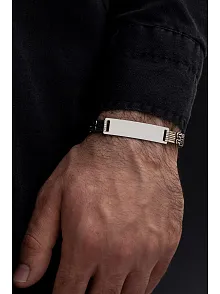 Erkek Gümüş Bileklik - İsim Yazılabilir 4mm Kare kral Gümüş Bileklik