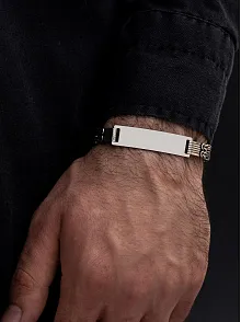 Erkek Gümüş Bileklik - İsim Yazılabilir 4mm Kare kral Gümüş Bileklik