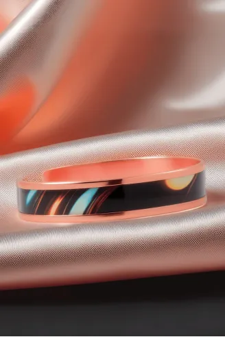 Kadın Bakır Bileklik - Andrelina Model Özel Baskı Metal Kutu Ve Kuvars Taşı