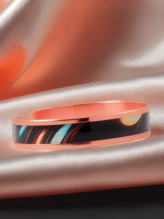 Kadın Bakır Bileklik - Andrelina Model Özel Baskı Metal Kutu Ve Doğal Taşlar