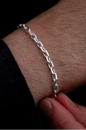 Erkek Gümüş Bileklik - 3.5 mm Forse Zincir Gümüş Bileklik