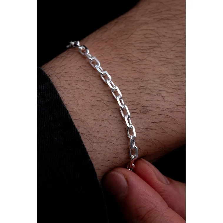Erkek Gümüş Bileklik - 3.5 mm Forse Zincir Gümüş Bileklik Erkek Gümüş Bileklik - 3.5 mm Forse Zincir Gümüş Bileklik