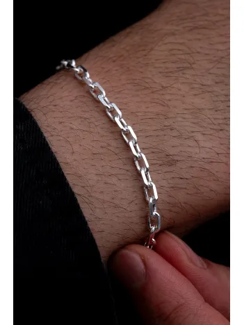 Erkek Gümüş Bileklik - 3.5 mm Forse Zincir Gümüş Bileklik