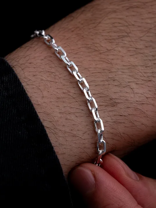 Erkek Gümüş Bileklik - 3.5 mm Forse Zincir Gümüş Bileklik