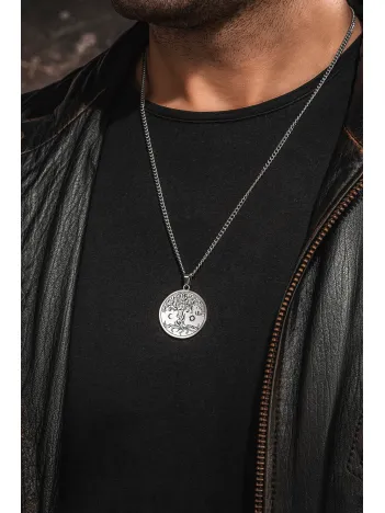 Steel Vitae Gümüş Renk Çelik Hayat Ağacı Erkek Kolye Kararmaz Gurmet Zincir