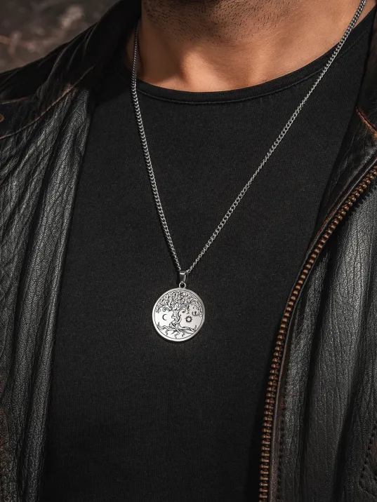 Steel Vitae Gümüş Renk Çelik Hayat Ağacı Erkek Kolye Kararmaz Gurmet Zincir Steel Vitae Gümüş Renk Çelik Hayat Ağacı Erkek Kolye Kararmaz Gurmet Zincir