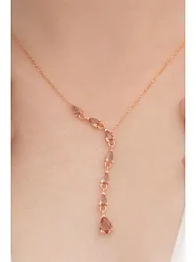 Zultanit Taşlı Rose Damla Model Kadın Gümüş Kolye GKLZLTNTDML-ROS