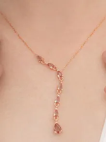 Zultanit Taşlı Rose Damla Model Kadın Gümüş Kolye GKLZLTNTDML-ROS