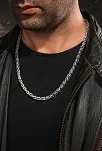 Erkek Gümüş Kolye - 8mm Füzyon Kare Kral Gümüş Erkek Zincir