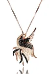Zümrüdü Anka Kuşu Simurg Bayan Gümüş Kolye Büyük Boy Rose Model