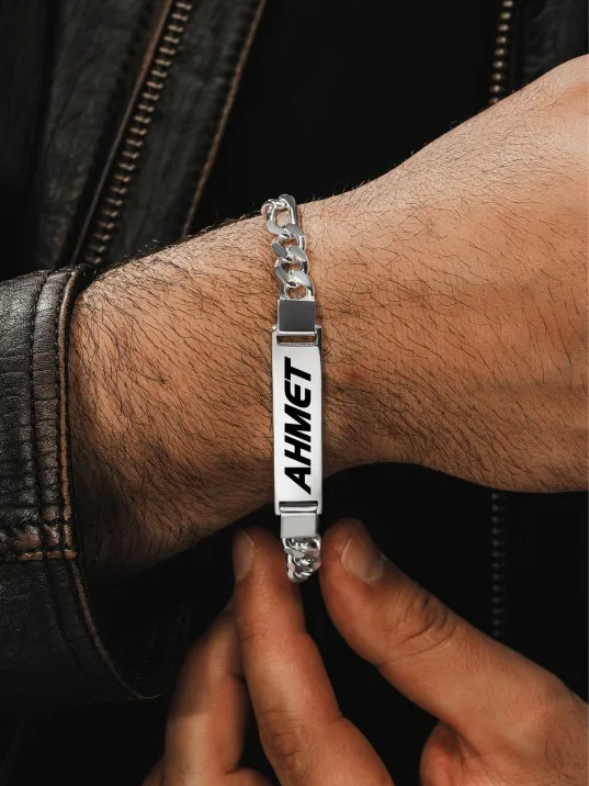 Erkek Gümüş Bileklik - İsim Yazılabilir Figaro Zincirli Erkek Künye Bileklik Erkek Gümüş Bileklik - İsim Yazılabilir Figaro Zincirli Erkek Künye Bileklik