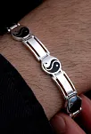 Erkek Gümüş Bileklik - 925 Ayar Yin Yang Model Gümüş Bileklik