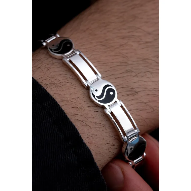 Erkek Gümüş Bileklik - 925 Ayar Yin Yang Model Gümüş Bileklik Erkek Gümüş Bileklik - 925 Ayar Yin Yang Model Gümüş Bileklik