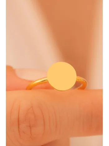 Kadın Gümüş Yüzük - El İşçiliği Altın Kaplama Yuvarlak Motifli İnce Kadın Yüzük