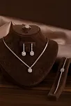 Kadın Gümüş Takı Seti - Ferahnaz Baget Taşlı Zirkon Süslemeli 925 Ayar Kolye, Bileklik, Yüzük, Küpe Tam Set