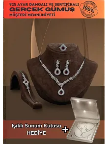 Çise Bayan Yakut Taşlı Gümüş Su Yolu Set - Kolye, Bileklik, Küpe, Yüzük