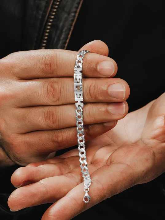 Erkek Gümüş Bileklik - Kesme Harf El İşçiliği İsim Yazılı Gurmet Zincir 925 Ayar Gümüş Erkek Bileklik Erkek Gümüş Bileklik - Kesme Harf El İşçiliği İsim Yazılı Gurmet Zincir 925 Ayar Gümüş Erkek Bileklik