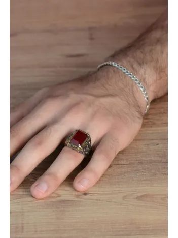 Kırmızı Paraiba Taşlı Zirkon İşlemeli 925 Ayar Gümüş Erkek Yüzük GYZMINELIYZ-KRS Kırmızı Paraiba Taşlı Zirkon İşlemeli 925 Ayar Gümüş Erkek Yüzük GYZMINELIYZ-KRS