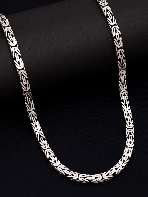 Erkek Gümüş Kolye - 6.5mm Dikdörtgen Kesim Yassı Kral Gümüş Kolye