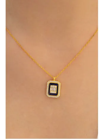 Kare Baget Taşlı Kadın Gümüş Kolye Zincir GKLKRBGTM1D-ROS-Sarı Kare Baget Taşlı Kadın Gümüş Kolye Zincir GKLKRBGTM1D-ROS-Sarı