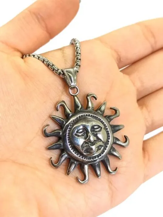 Güneş Figürlü Paslanmaz Çelik Erkek Kolye CKLGMSGUNES