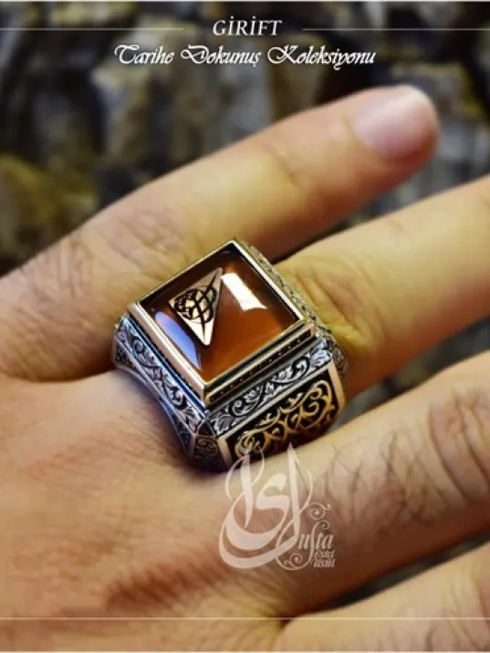 İslam Usta Tasarımı Girift Gümüş Erkek Yüzük